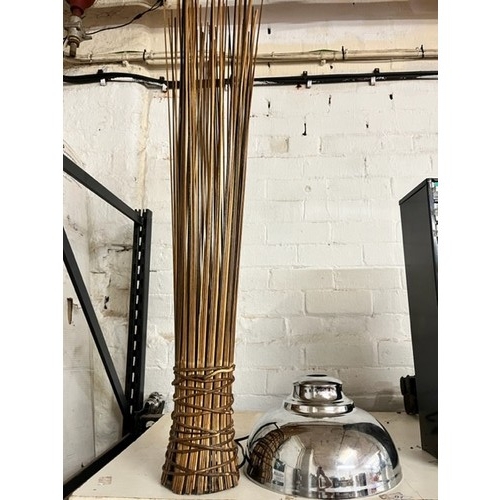 92 - PENDANT CENTRE LIGHT SHADE & WICKER FLOOR LAMP