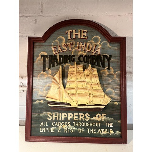 3 - REPRO WOODEN 3D 'EAST INDIA TRADING COMPANY' PLAQUE