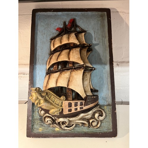 8 - WOODEN 3D SHIP PLAQUE