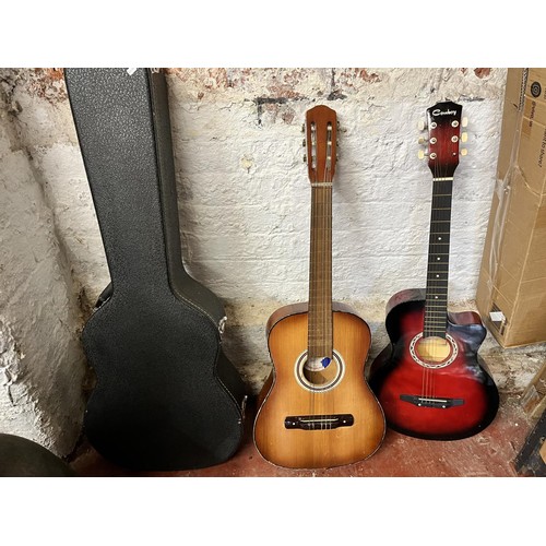 103 - GUITAR HARD CASE & 2 ACOUSTIC GUITARS