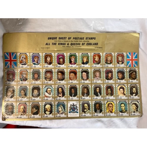 210 - UNIQUE SHEET OF POSTAGE STAMPS -UMM-AL-QIWAIN- ALL THE KINGS & QUEENS OF ENGLAND