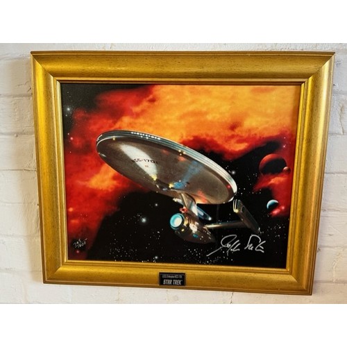 8 - FRAMED LTD ED STAR TREK ENTERPRISE PRINT ON CANVAS