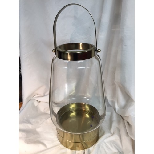 297 - LARGE GILDED & GLASS CANDLE LANTERN