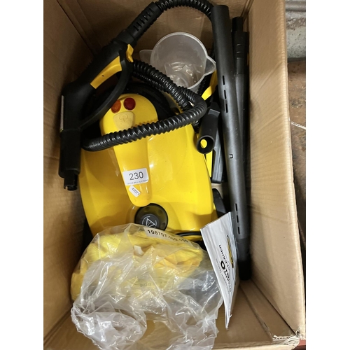 230 - BOXED LITTLE YELLO STEAM CLEANER & ACCESSORIES(GWO)