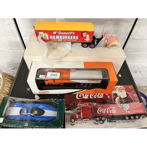 245 - 3 BOXED COLLECTOR'S WAGONS & A BOXED STREAMLINES SCHUCO CAR