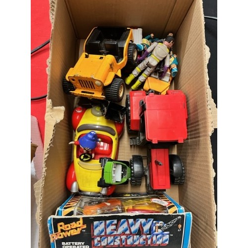 111 - BOX OF THUNDERBIRD & TONKA FIGURES & VEHICLES