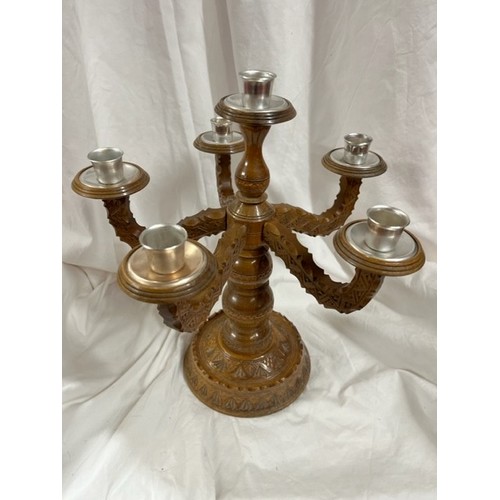 220 - WOODEN CANDLEABRA