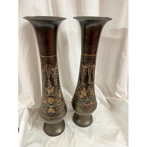 221 - 2 TALL METAL VASES