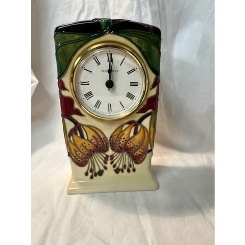 308 - MOORCROFT 'LILY' MANTLE CLOCK(WO)