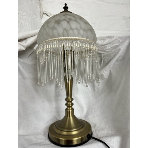 170 - TABLE LAMP WITH TASSELED GLASS SHADE(GWO)