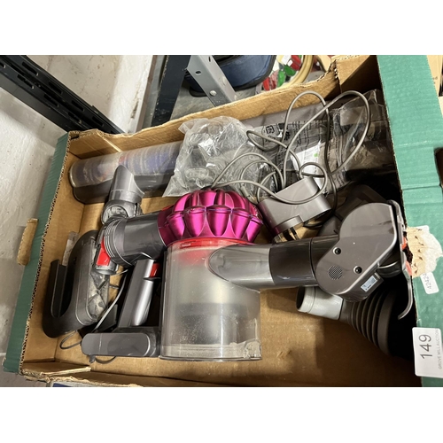 149 - BOX INCL CORDLESS HANDHELD DYSON VACUUM INCL CHARGER & ACCESSORIES(A/F)