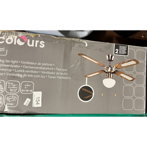 154 - BOXED 'COLOURS' CEILING FAN LIGHT(A/F)