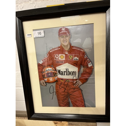 16 - FRAMED SIGNED MICHAEL SCHUMACHER PHOTOGRAPH (NO PROVIDENCE)