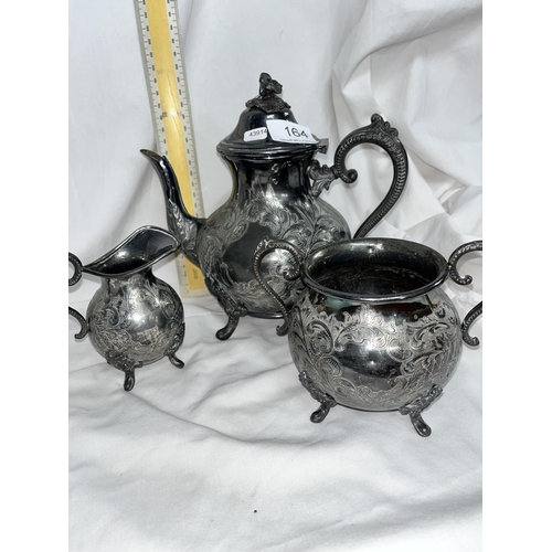 164 - VINTAGE 3 PIECE PLATED TEA SET