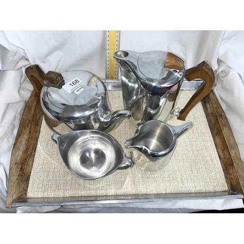 168 - PIQUOT WARE TEA/COFFEE SET ON TRAY