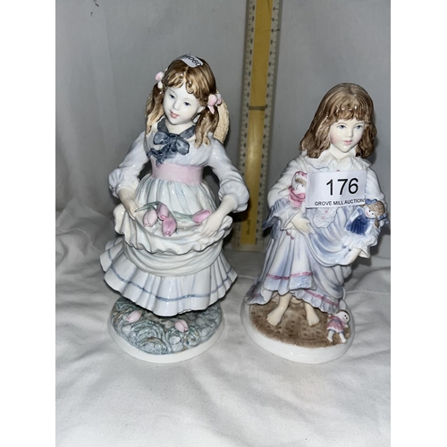 176 - Ltd Ed COALPORT & ROYAL WORCESTER CHILDHOOD JOYS & LULLABY FIGURES SCULPTURED & SIGNED BY SHEILA MIT... 