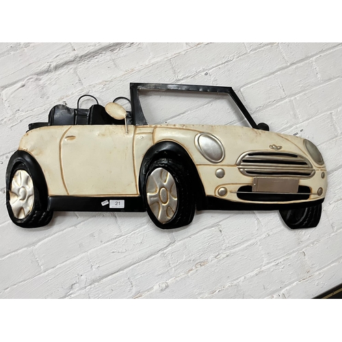 21 - LARGE METAL 'MINI COOPER' WALL ART