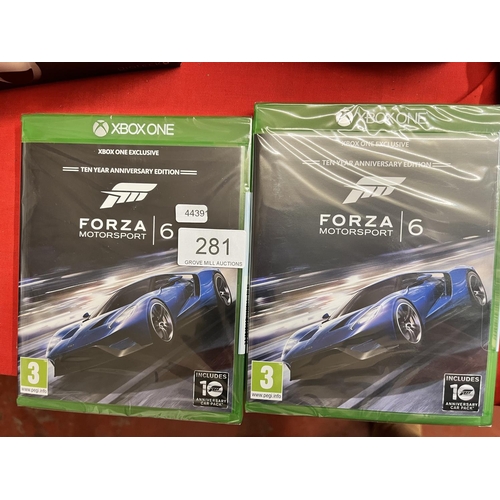 281 - 2 XBOX ONE FORZA GAMES (NEW)