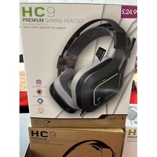 291 - 3 BOXED HE9 GAMING HEADSETS (A/F)