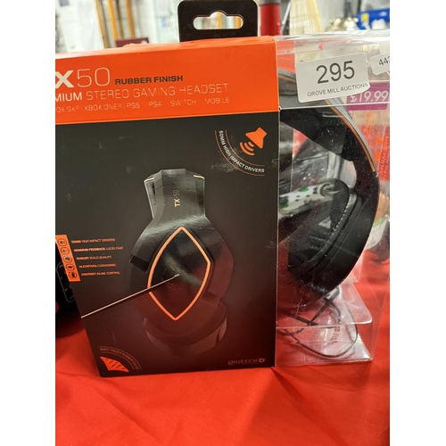 295 - 2 BOXED GIOTECK TX50 GAMING HEADSETS (A/F)