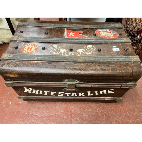 36 - METAL 'WHITE STAR LINE STEAMER' TRAVEL TRUNK