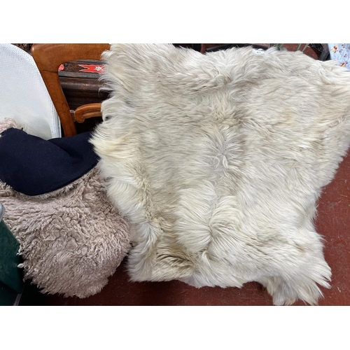 41 - GOAT SKIN RUG & 1 OTHER