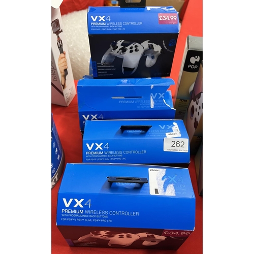 262 - 6 BOXED GIOTECK VX4 WIRELESS CONTROLLERS (FOR PS4/SLIM/PRO PC) (A/F)