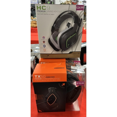 278 - 3 BOXED GIOTECK TX50 & 3 HC9 GAMING HEADSETS (A/F)