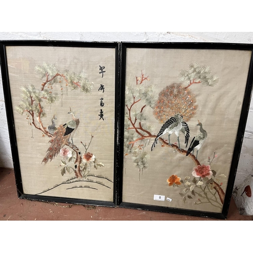 8 - PAIR OF FRAMED ORIENTAL SILKS