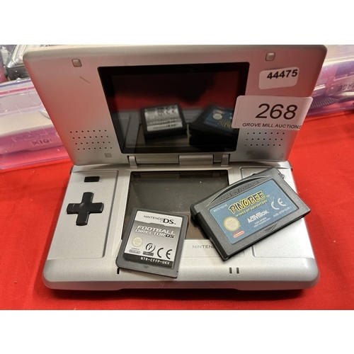 268 - NINTENDO DS CONSOLE & 2 GAMES(GWO)