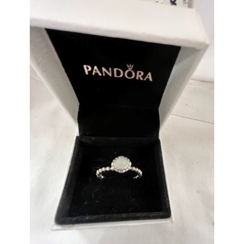 202 - BOXED PANDORA 'MOONSTONE' RING(Sz N)