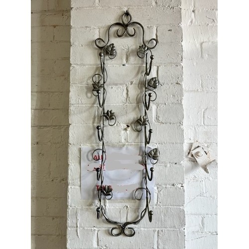 7 - ORNATE METAL 5 BOTTLE WALL WINE RACK