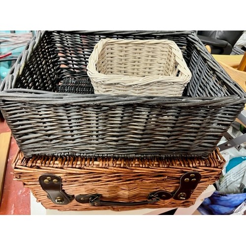 14 - 2 WICKER BASKETS & A HAMPER