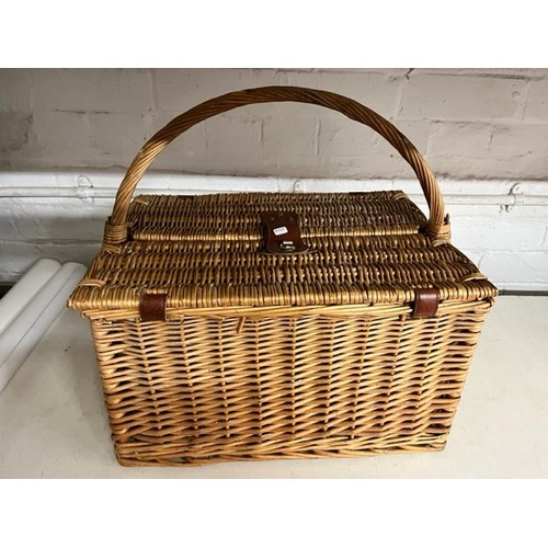 37 - LARGE WICKER PICNIC HAMPER BASKET