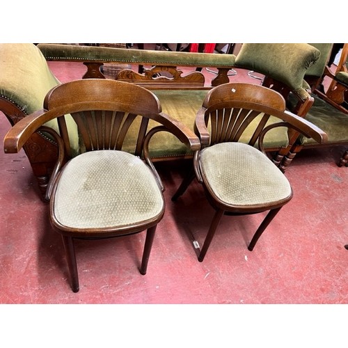 23 - PAIR OF VINTAGE UPHOLSTERED CARVER CHAIRS