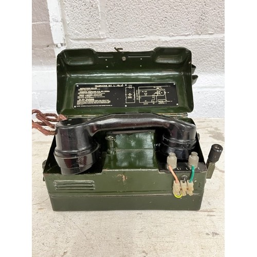 130 - VINTAGE CASED ARMY FIELD TELEPHONE