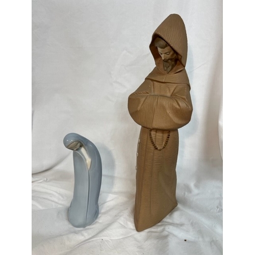 150 - TALL LLADRO 'MONK' & LLADRO KNEELING NUN FIGURES