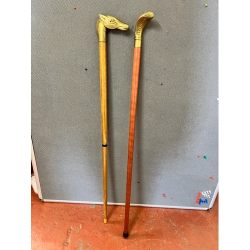 181 - 2 BRASS HEAD WALKING STICKS