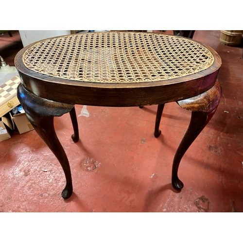 41 - QUEEN ANNE LEG BERGERE TOP OCCASIONAL TABLE