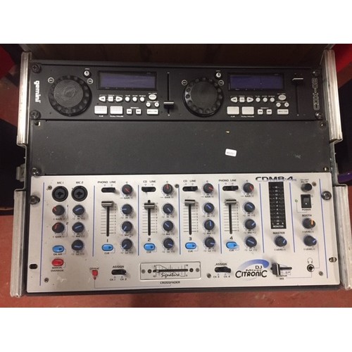 250 - D.J. FLIGHT CASE, CITRONIC CDM 8:4 MIXER, GEMINI CD DECKS, LIGHT CONTROLLER & LIGHTS