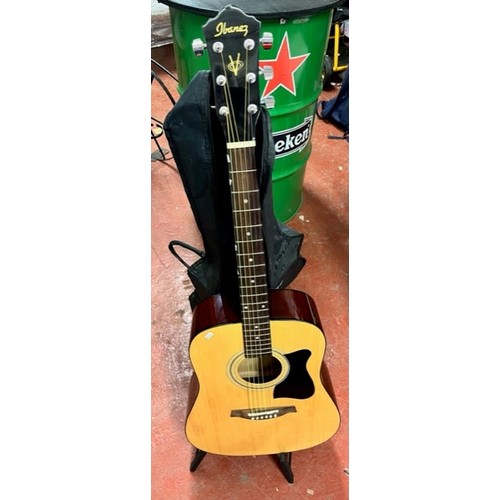 25 - CASED IBANEZ (V5ONJP-NT3U-03) ACOUSTIC GUITAR ON STAND(RESERVED AT £50)