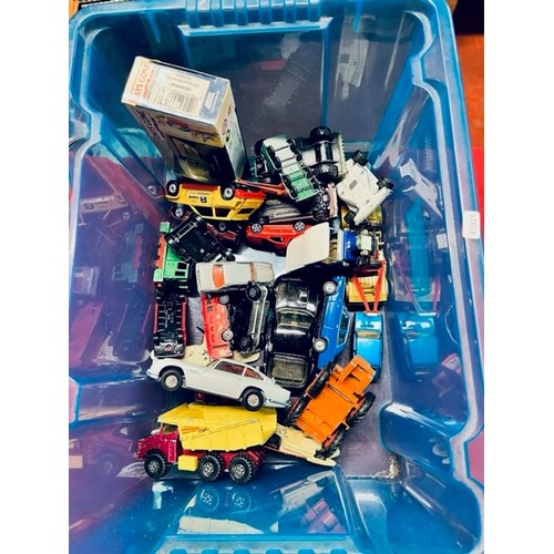 43 - BOX OF PLAYWORN VEHICLES INCL CORGI