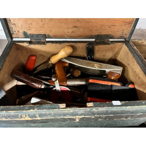 120 - WOODEN TOOL BOX OF TOOLS