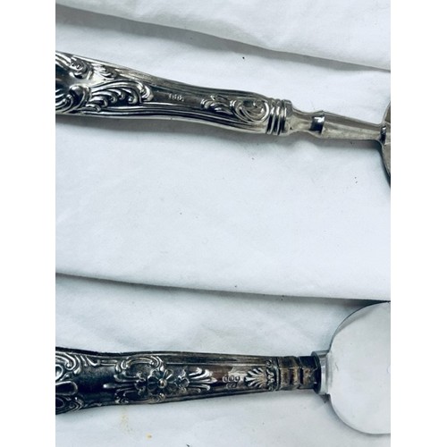 148 - 2 SILVER HALLMARKED HANDLED CAFE SERVERS