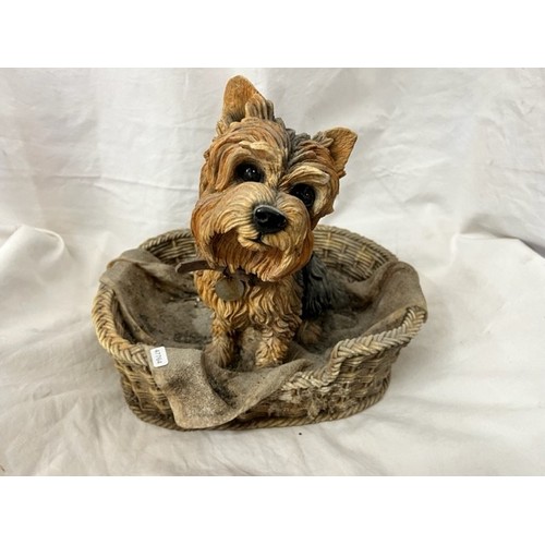 194 - RESIN 'YORKSHIRE TERRIER IN BASKET' FIGURE