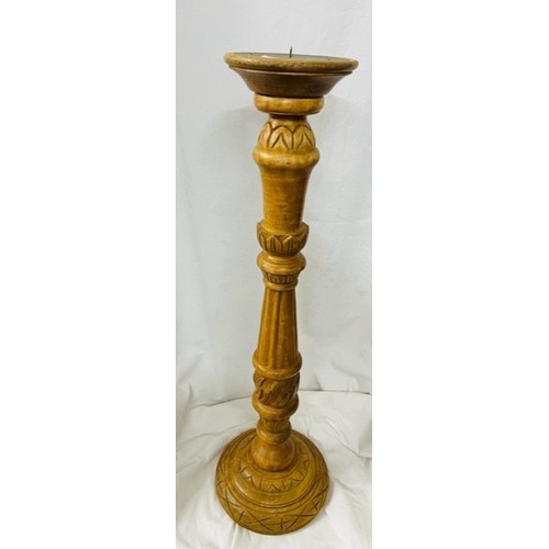 26 - TALL CARVED WOOD CANDLE STAND