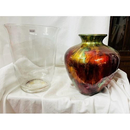 244 - LARGE JULIANA LUSTRE VASE & GLASS 'CANDLE' VASE