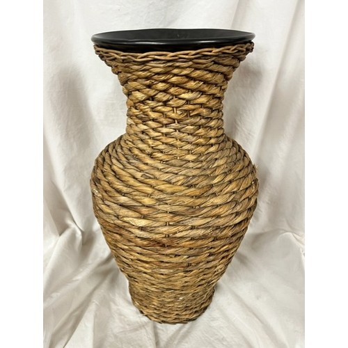 253 - CERAMIC FLOOR VASE IN ROPE CASING(A/F)