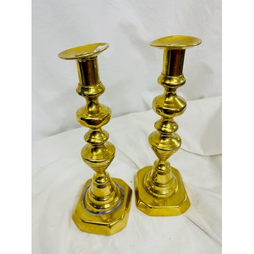 255 - PAIR OF BRASS CANDLE STANDS