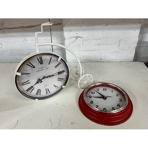 230 - SMALL WALL CLOCK & 'PENNY FARTHING' CLOCK (GWO)